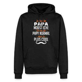 Je suis un papa moustachu carrément plus cool - Sweat à capuche Premium bio Homme - noir - Devant - Nico (187cm)