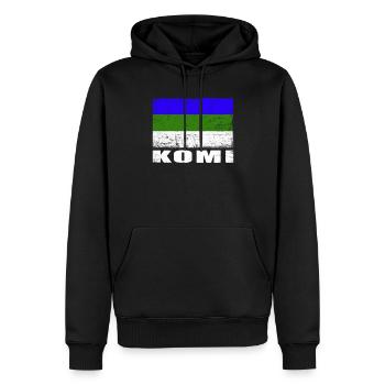 Drapeau Komi Grunge Drapeau Komi - Sweat à capuche Premium bio Homme - noir - Devant - Nico (187cm)