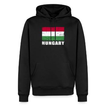 Hongrie Drapeau Grunge Hongrie Drapeau - Sweat à capuche Premium bio Homme - noir - Devant - Nico (187cm)
