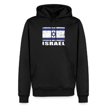 Drapeau d’Israël Grunge Drapeau d’Israël - Sweat à capuche Premium bio Homme - noir - Devant - Nico (187cm)