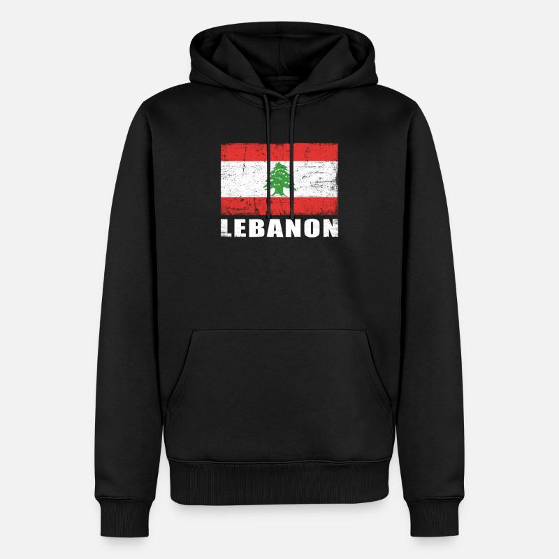 Liban Drapeau Grunge Liban Drapeau - Sweat à capuche Premium bio Homme - noir