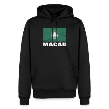 Macau Flagge Grunge Macau Fahne - Männer Premium Bio Hoodie - Schwarz - Vorne - Nico (187cm)