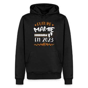 future mamie 2023 - Sweat à capuche Premium bio Homme - noir - Devant - Nico (187cm)