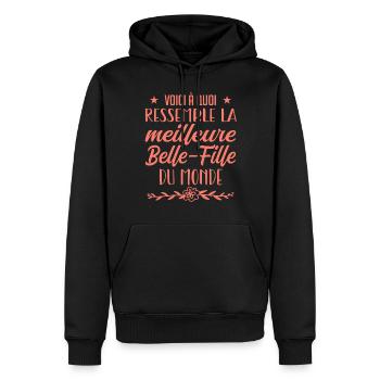 belle-fille du monde - Sweat à capuche Premium bio Homme - noir - Devant - Nico (187cm)