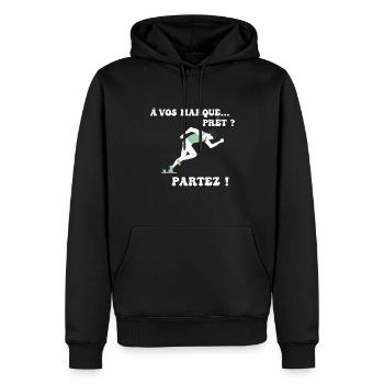 À vos marques.. Prêts? Partez! - Sweat à capuche Premium bio Homme - noir - Devant - Nico (187cm)