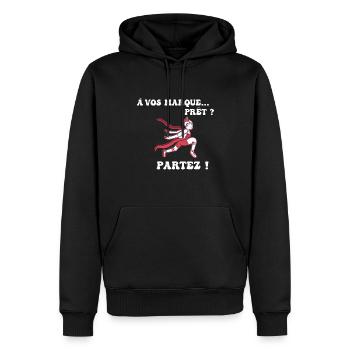 À vos marques.. Prêts? Partez! - Sweat à capuche Premium bio Homme - noir - Devant - Nico (187cm)