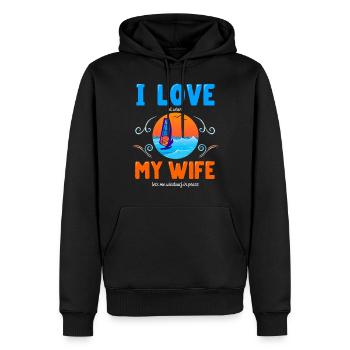 Windsurfing I love my wife - Männer Premium Bio Hoodie - Schwarz - Vorne - Nico (187cm)