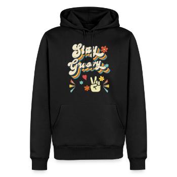 Bleib groovy - Retro Vintage - Männer Premium Bio Hoodie - Schwarz - Vorne - Nico (187cm)