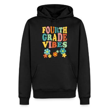 Fourth Grade Vibes - Blumiges Retro - Männer Premium Bio Hoodie - Schwarz - Vorne - Nico (187cm)