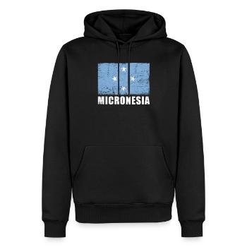 Drapeau de micronésie Grunge Drapeau de Micronésie - Sweat à capuche Premium bio Homme - noir - Devant - Nico (187cm)
