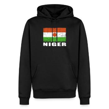 Drapeau du Niger Grunge Drapeau du Niger - Sweat à capuche Premium bio Homme - noir - Devant - Nico (187cm)