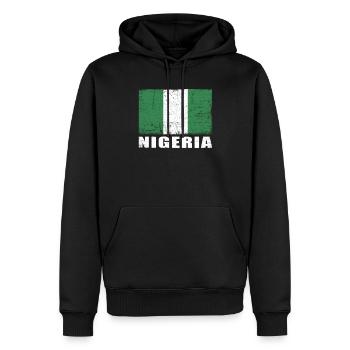 Drapeau du Nigeria Grunge Drapeau du Nigeria - Sweat à capuche Premium bio Homme - noir - Devant - Nico (187cm)