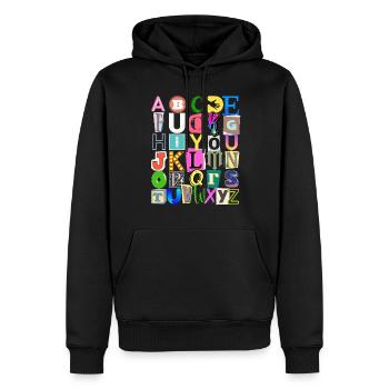Alphabet und versteckte Nachricht - Männer Premium Bio Hoodie - Schwarz - Vorne - Nico (187cm)