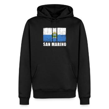 Drapeau de Saint-Marin Grunge Drapeau de Saint-Marin - Sweat à capuche Premium bio Homme - noir - Devant - Nico (187cm)