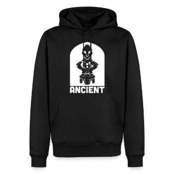 Déesse sur le trône - Hyjnesha në fron - Sweat à capuche Premium bio Homme - noir - Devant - Nico (187cm)