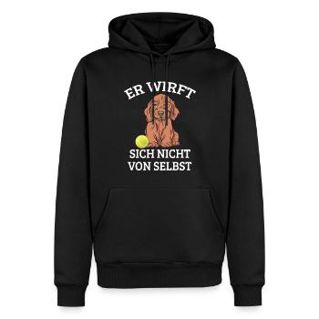 Hund Mit Ball Hundespruch Wirft Nicht Von Selbst - Männer Premium Bio Hoodie - Schwarz - Vorne - Nico (187cm)