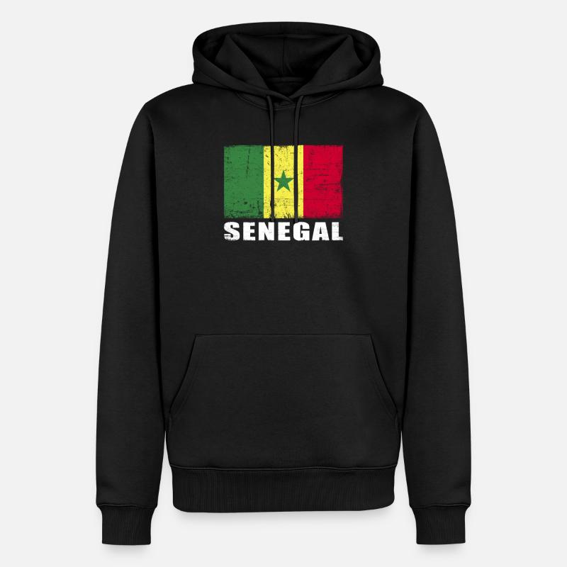 Sénégal Drapeau Grunge Sénégal Drapeau - Sweat à capuche Premium bio Homme - noir