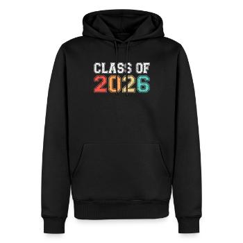 Classe de 2026 Graduation Retro Vintage - Sweat à capuche Premium bio Homme - noir - Devant - Nico (187cm)