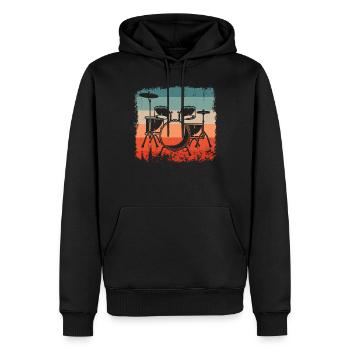 Drummer Retro Drum Kit Drum Silhouette Drummer - Männer Premium Bio Hoodie - Schwarz - Vorne - Nico (187cm)