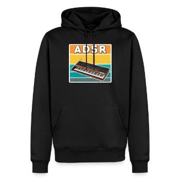 Synthétiseur Adsr - Sweat à capuche Premium bio Homme - noir - Devant - Nico (187cm)