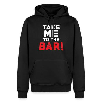 Bar-party-spruch m’amener au bar - Sweat à capuche Premium bio Homme - noir - Devant - Nico (187cm)