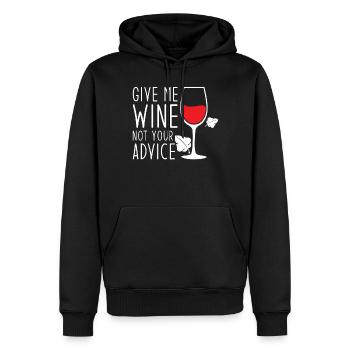 Gib Mir Wein, Nicht Deinen Rat, Lustiger Wein - Männer Premium Bio Hoodie - Schwarz - Vorne - Nico (187cm)