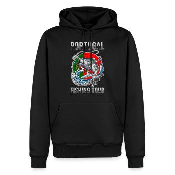 Tour de pêche Portugal - Sweat à capuche Premium bio Homme - noir - Devant - Nico (187cm)