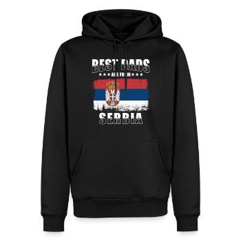 Serbischer Vater Die Besten Väter aus Serbien - Männer Premium Bio Hoodie - Schwarz - Vorne - Nico (187cm)