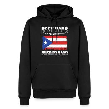 Père portoricain - Sweat à capuche Premium bio Homme - noir - Devant - Nico (187cm)