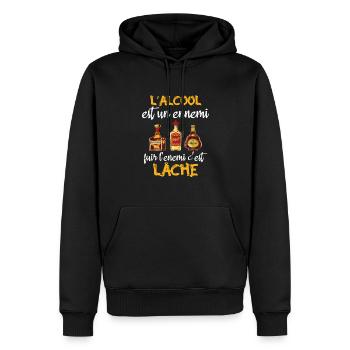L'alcool est un ennemi - Sweat à capuche Premium bio Homme - noir - Devant - Nico (187cm)