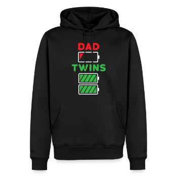 Papa Twins Père Batterie d’énergie vide - Sweat à capuche Premium bio Homme - noir - Devant - Nico (187cm)