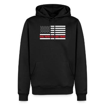 Papa Zwilinge USA American Dad - Men’s Premium Organic Hoodie - black - Front - Nico (187cm)