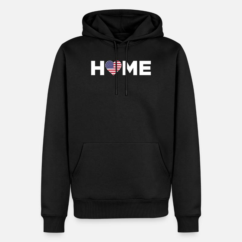 USA Accueil USA Drapeau - Sweat à capuche Premium bio Homme - noir