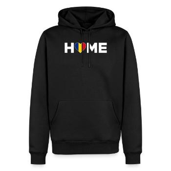Romania Patria Romania Bandiera Romania Amore - Felpa con cappuccio ecologica premium da uomo - nero - Fronte - Nico (187cm)