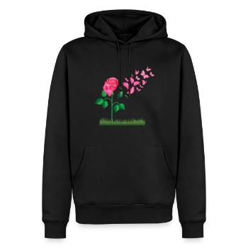 Rose Blumen Rosen Pflanzen Design - Männer Premium Bio Hoodie - Schwarz - Vorne - Nico (187cm)
