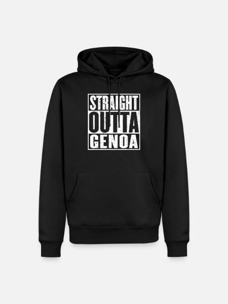 Straight Outta Genova Vintage - Felpa con cappuccio ecologica premium da uomo - nero