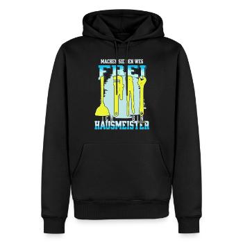 Hausmeister sind immer im Stress - Männer Premium Bio Hoodie - Schwarz - Vorne - Nico (187cm)