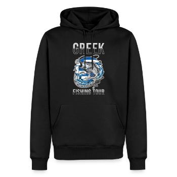 Tour de pêche grec - Sweat à capuche Premium bio Homme - noir - Devant - Nico (187cm)