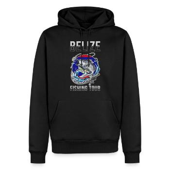 Angeltour Belize - Männer Premium Bio Hoodie - Schwarz - Vorne - Nico (187cm)