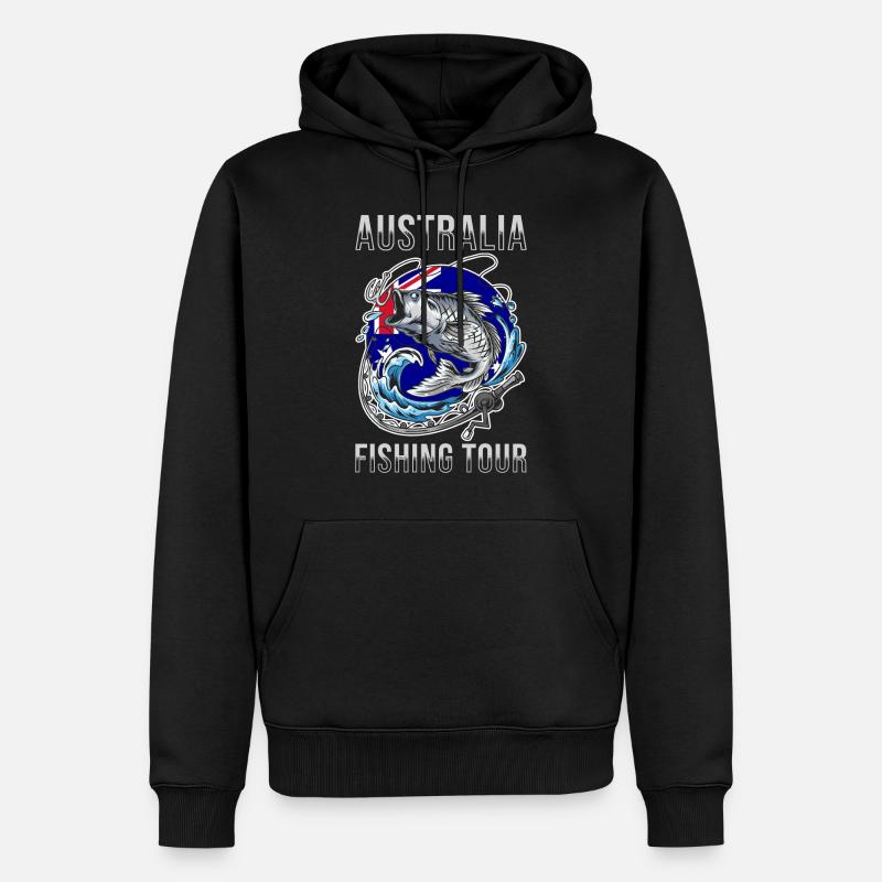 Tour de pêche Australie - Sweat à capuche Premium bio Homme - noir