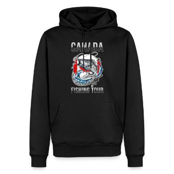 Voyage de pêche Canada - Sweat à capuche Premium bio Homme - noir - Devant - Nico (187cm)