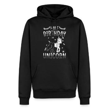 Demi-année 6 mois anniversaire licorne - Sweat à capuche Premium bio Homme - noir - Devant - Nico (187cm)