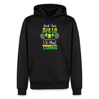Joueur de tennis présent Tennis Club Coach Sport - Sweat à capuche Premium bio Homme - noir - Devant - Nico (187cm)