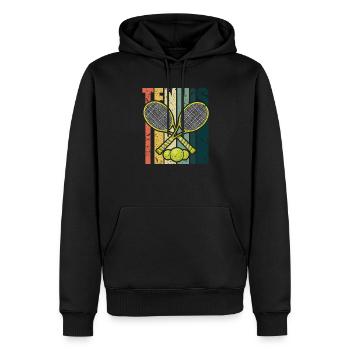 Joueur de tennis présent Tennis Club Coach Sport - Sweat à capuche Premium bio Homme - noir - Devant - Nico (187cm)