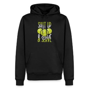Joueur de tennis présent Tennis Club Coach Sport - Sweat à capuche Premium bio Homme - noir - Devant - Nico (187cm)