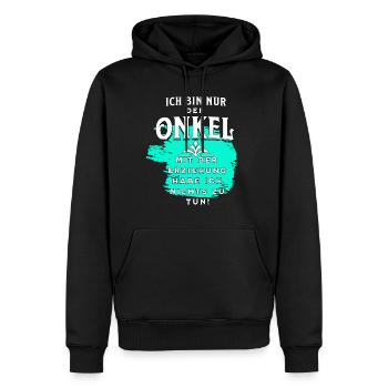 Onkel muss nicht erziehen - Männer Premium Bio Hoodie - Schwarz - Vorne - Nico (187cm)