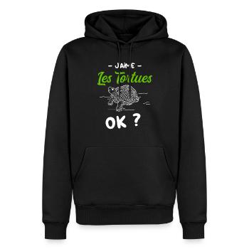 Oui Les Tortues je les Aime - Sweat à capuche Premium bio Homme - noir - Devant - Nico (187cm)
