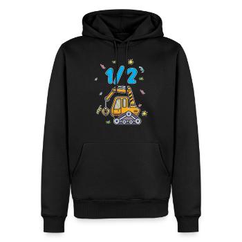 Demi-année 6 mois anniversaire ouvrier de la construction - Sweat à capuche Premium bio Homme - noir - Devant - Nico (187cm)
