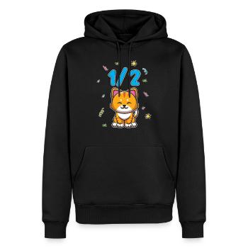 Demi-année 6 mois d’anniversaire chat - Sweat à capuche Premium bio Homme - noir - Devant - Nico (187cm)