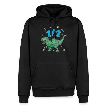 Demi-année 6 mois Anniversaire Dinosaure - Sweat à capuche Premium bio Homme - noir - Devant - Nico (187cm)